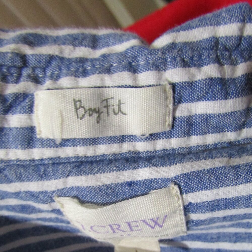 J Crew Boy Fit Striped Chambray Cotton / Linen Top - Picture 10 of 10